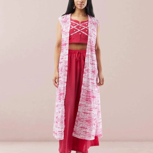 White and Pink Chiffon Three-Piece Suit | Muvvas Boutique - Picture 4 of 5